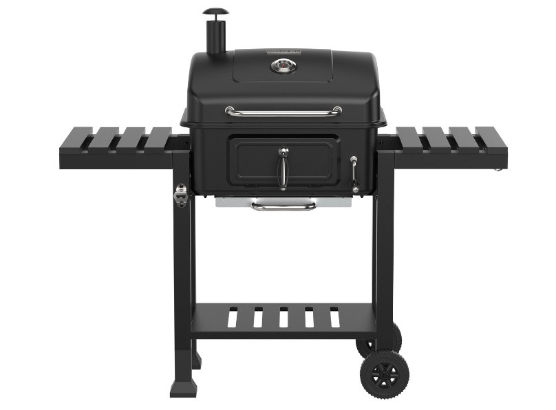 1000057099 Woodland Grill Charcoal Grill with Foldable Side Shelves, Black - OC01CBQ1032 